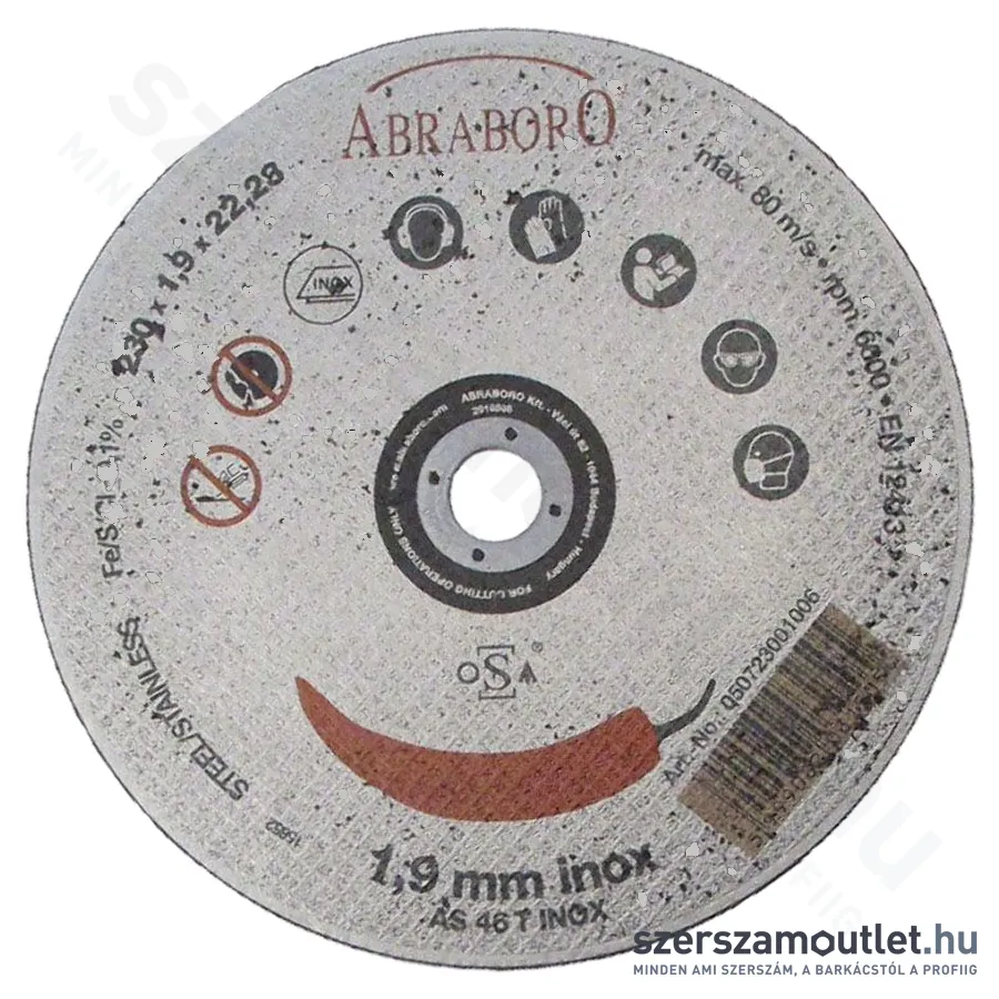 ABRABORO Chili INOX fémvágó korong 230x1,9x22,23mm (050723001006)