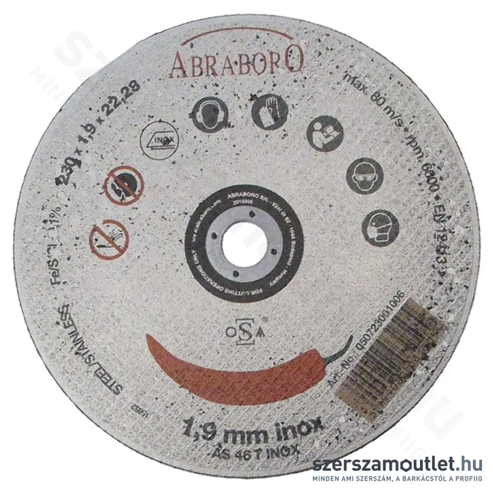 ABRABORO Chili INOX fémvágó korong 230x1,9x22,23mm (050723001006)