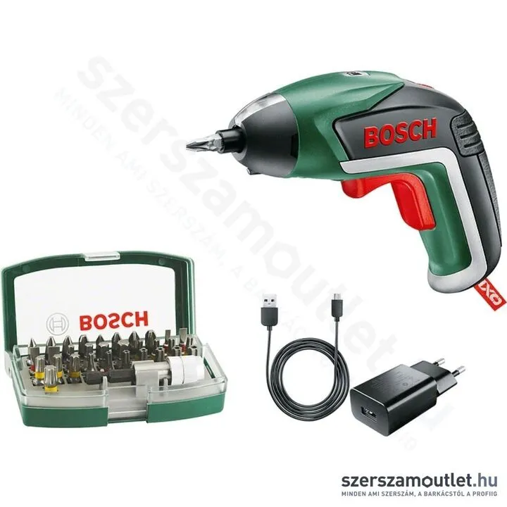 BOSCH IXO V Akkus csavarozó + 32 részes bitkészlet (1,5Ah/3,6V) (06039A800S)