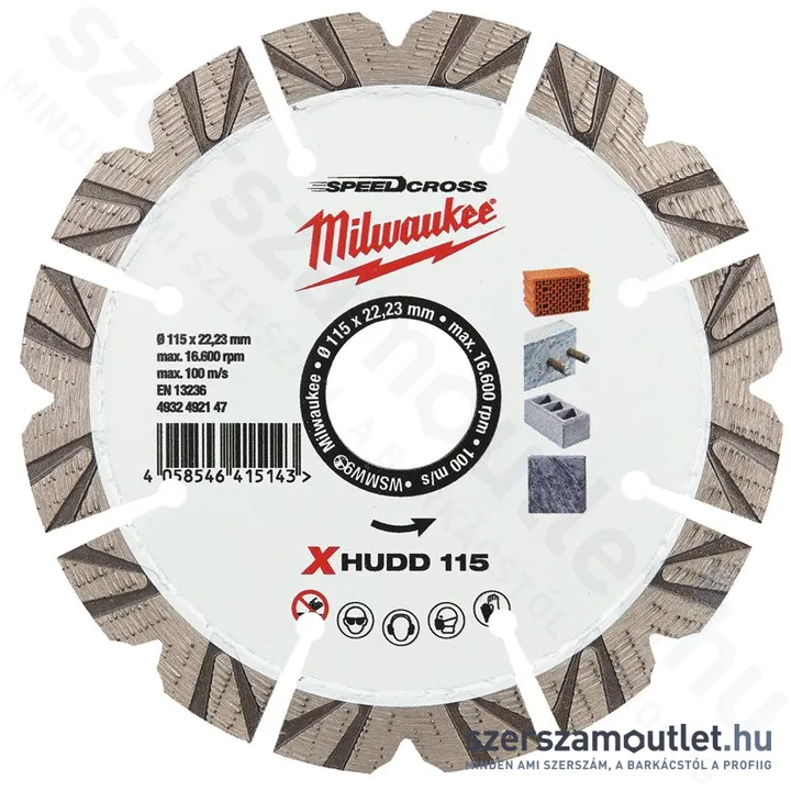 MILWAUKEE SPEEDCROSS X-HUDD 115 Gyémánt vágótárcsa 115mm (4932492147)