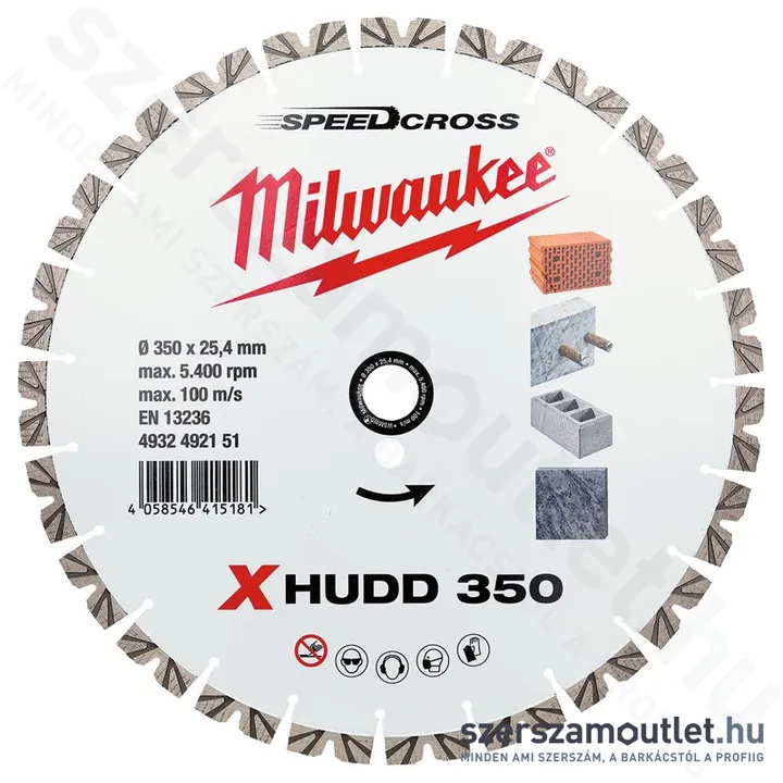 MILWAUKEE SPEEDCROSS X-HUDD 350 Gyémánt vágótárcsa 350mm (4932492151)