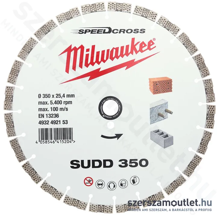 MILWAUKEE SPEEDCROSS SUDD 350 Gyémánt vágótárcsa 350mm (4932492153)