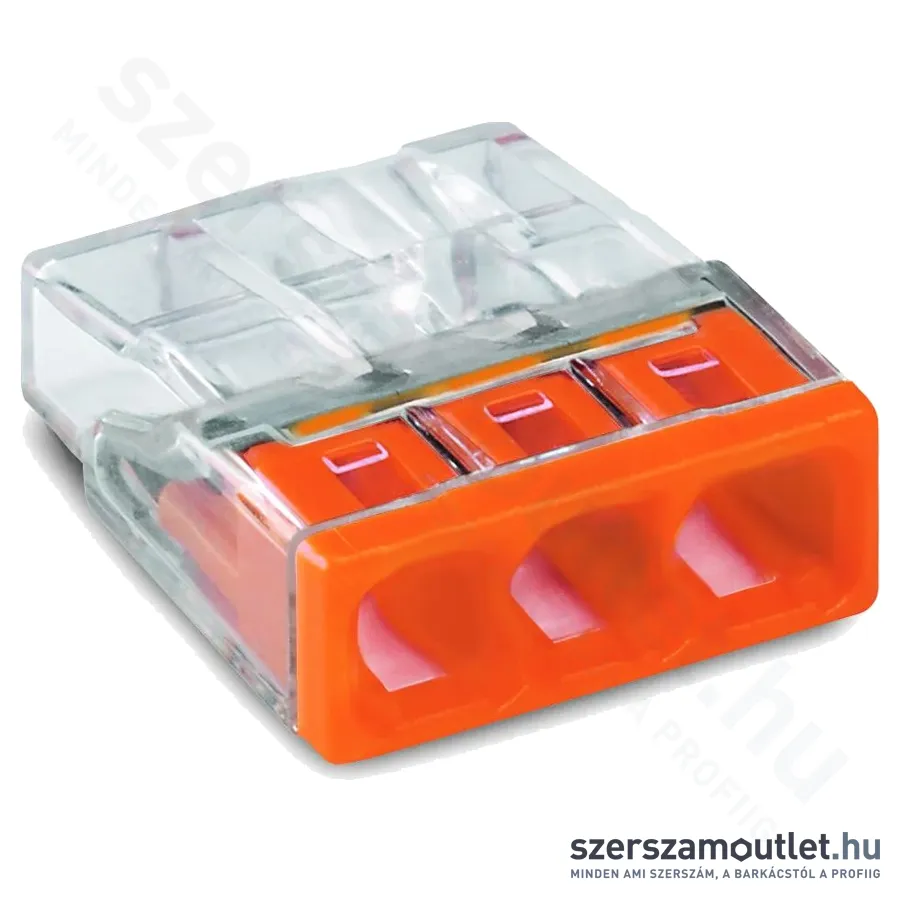 WAGO Vezetékösszekötő átlátszó, 3-pólus 0,5-2,5mm2 24A 450V (2273-203)
