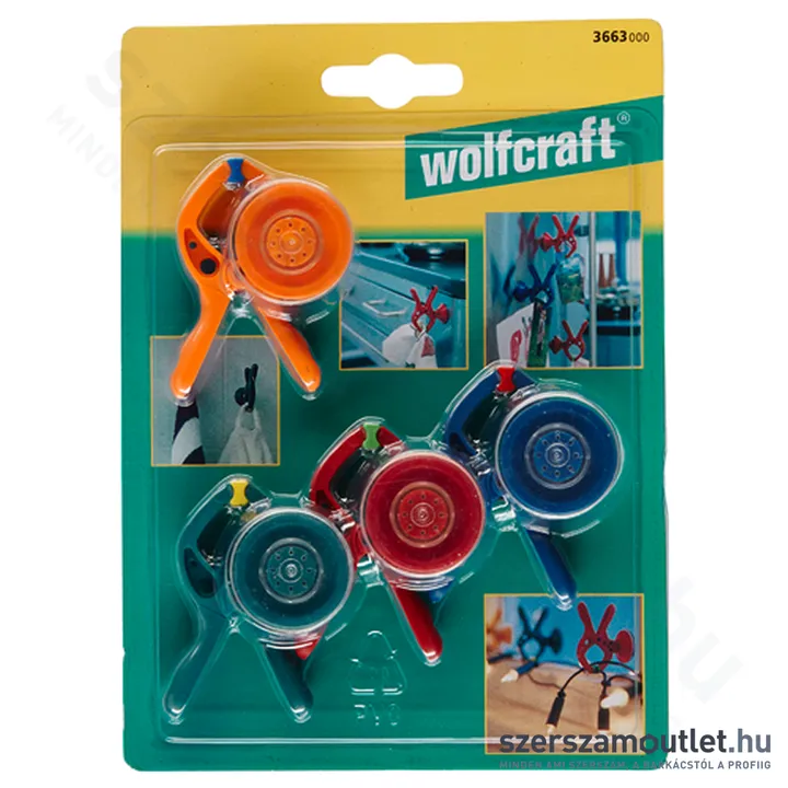 WOLFCRAFT Mini rugós csipesz gumi tapadókorongal 20mm 4db (1256393) (3663000)