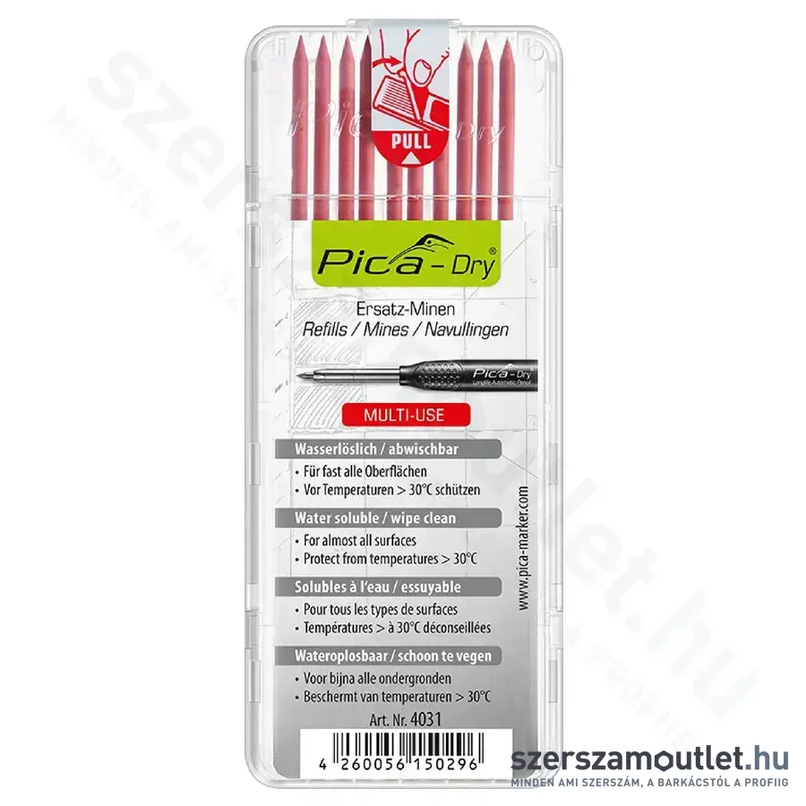 PICA DRY Jelölőmarker betét, letörölhető 2,8x125mm 10db (Piros) (4031)