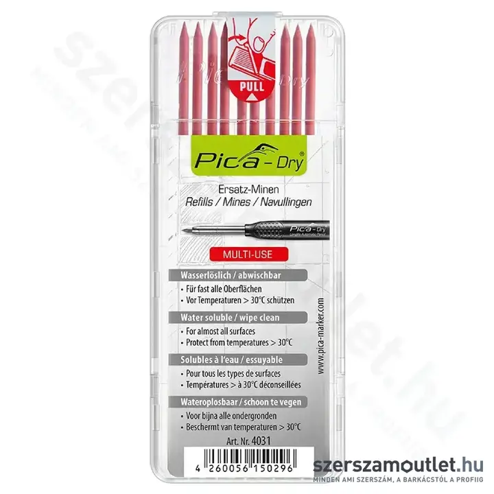 PICA DRY Jelölőmarker betét, letörölhető 2,8x125mm 10db (Piros) (4031)