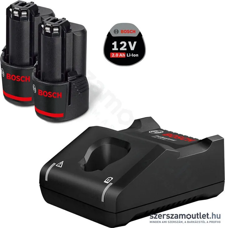 BOSCH GBA 2 x GBA 12V 2.0Ah akku + GAL 12V-40 töltő (1600A019R8)
