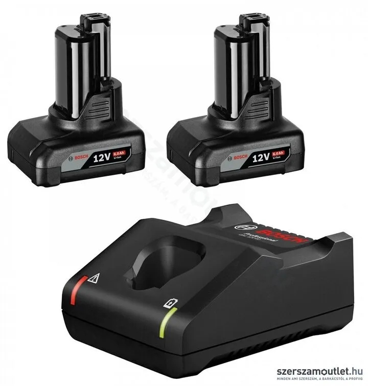 BOSCH GBA 2 x GBA 12V 6.0Ah akku + GAL 12V-40 töltő (1600A01B20)