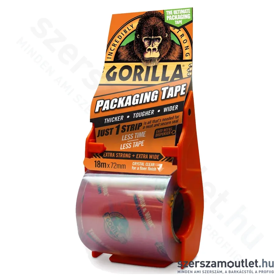 GORILLA PACKING TAPE Extra erős csomagolószalag, adagolóval 18m/72mm (3044800)