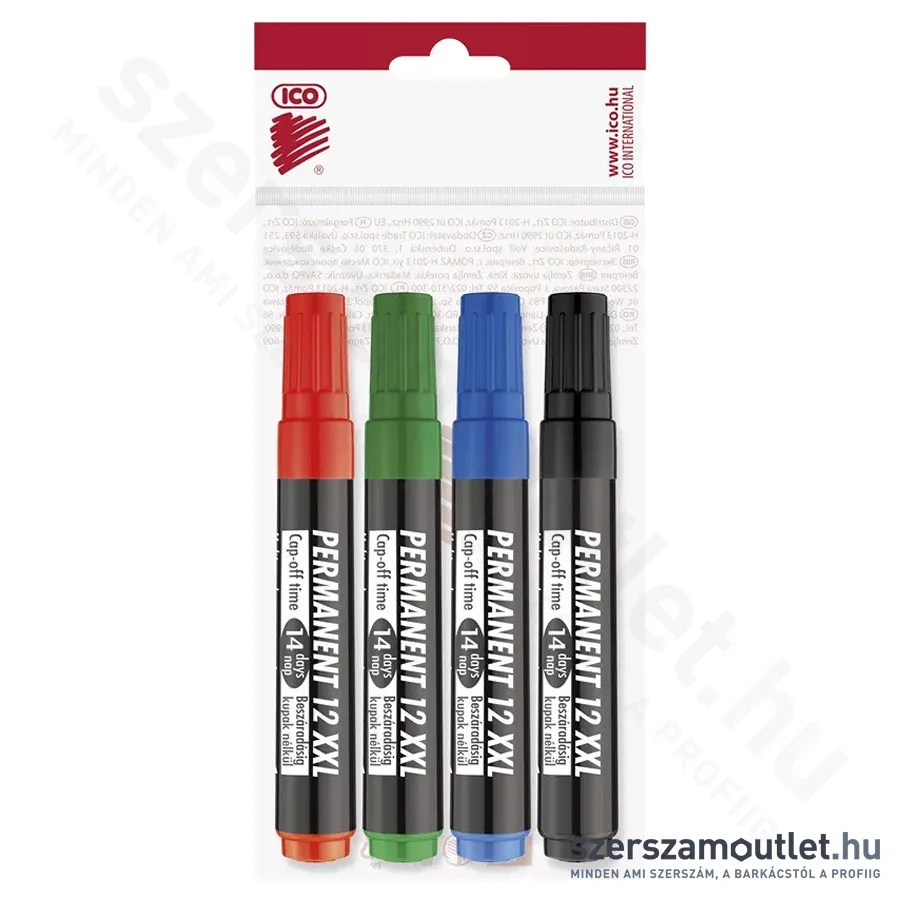 ICO Permanent 12 XXL Vegyes színes marker készlet 4db-os (9580082004)
