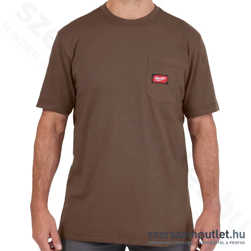 MILWAUKEE WT SS BR L Rövid ujjú zsebes póló BARNA (L) (4932493030)