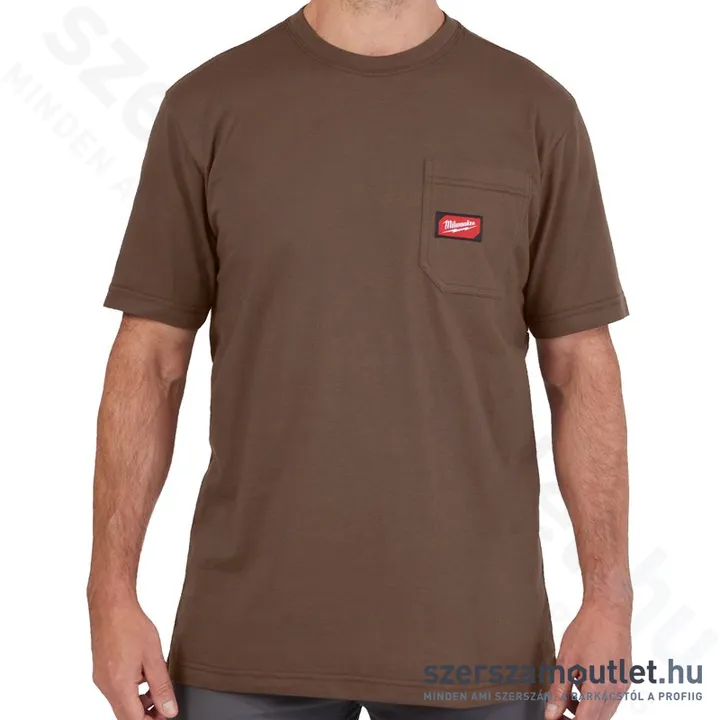 MILWAUKEE WT SS BR XXL Rövid ujjú zsebes póló BARNA (XXL) (4932493032)