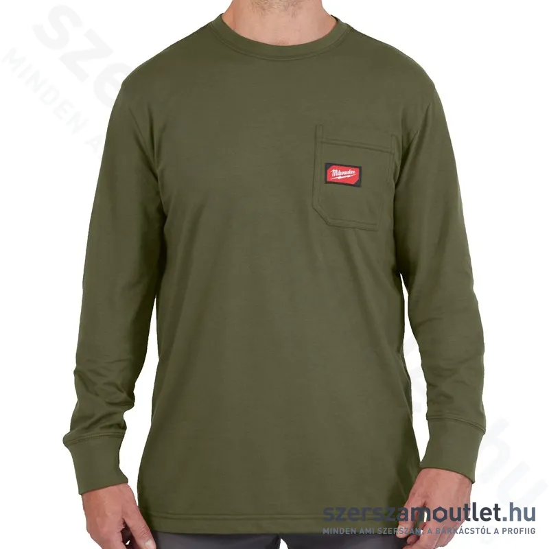 MILWAUKEE WT LS GN L Hosszú ujjú zsebes póló ZÖLD (L) (4932493050)