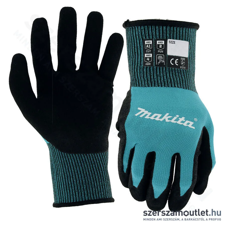 MAKITA munkakesztyű mártott NITRIL bevonattal 1-es vágásbiztos M (P-84682)