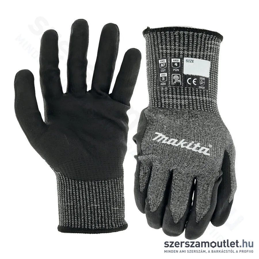 MAKITA munkakesztyű mártott NITRIL bevonattal 7-es vágásbiztos M (P-84713)