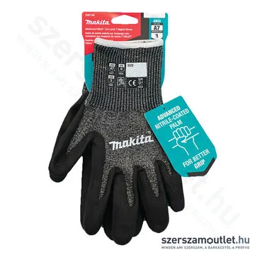 MAKITA munkakesztyű mártott NITRIL bevonattal 7-es vágásbiztos L (P-84729)
