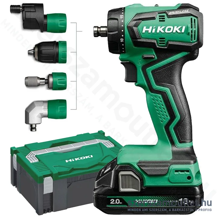 HIKOKI DS18DDQ-WRZ Akkus cseretokmányos fúró-csavarozó HITBOXBAN + 3 FEJ (2x2,0Ah/18V)