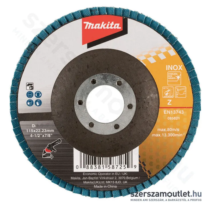 MAKITA Lamellás Csiszolókorong Inox 115mm Z80 (D-74201)