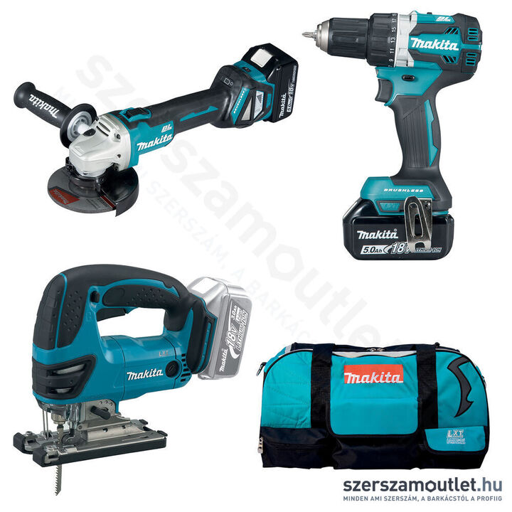 MAKITA DLX3152TX1 Akkus szett 18V Li-ion (DDF484+DJV180+DGA511+2x5,0Ah)