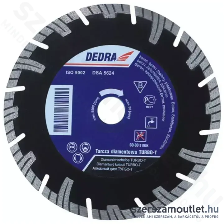 DEDRA TURBO-T Gyémánt vágótárcsa 300x25,4mm (H1199E-30)