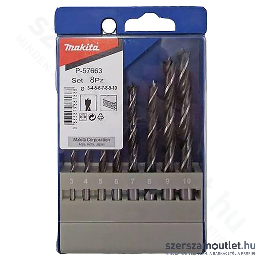 MAKITA Spirálfúró készlet fához 3-10mm 8db-os (P-57663)