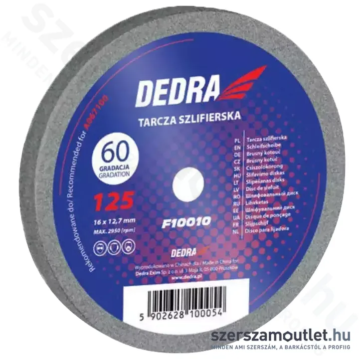 DEDRA Köszörűkorong 125x16x12,7mm G60 (F10010)