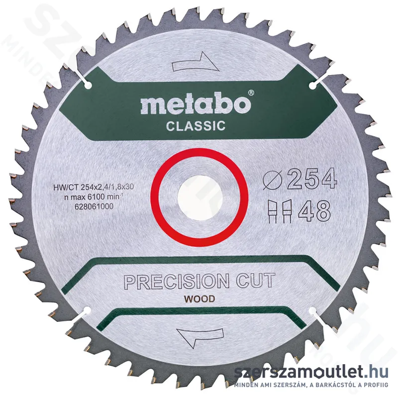 METABO CLASSIC Körfűrészlap fához Z48 HW/CT 254x30mm (628061000)
