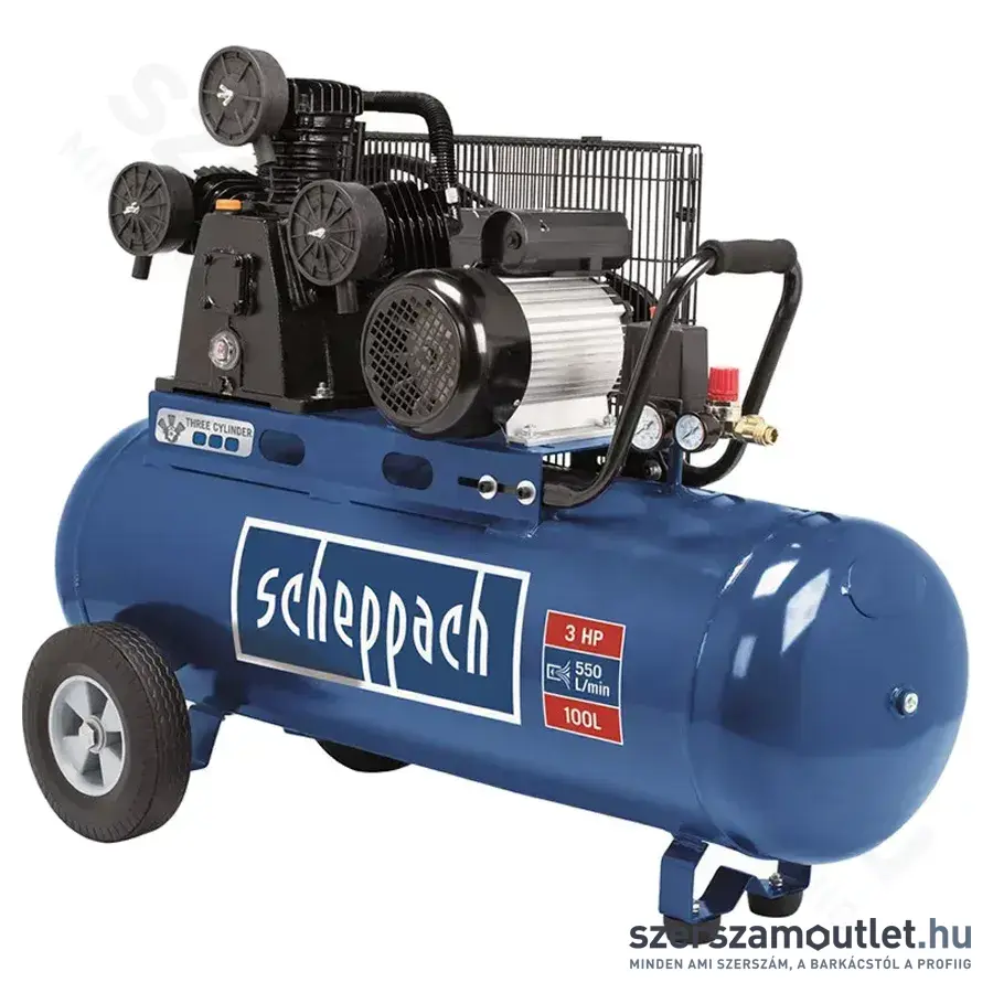 SCHEPPACH HC 550 TC Olajkenésű háromhengeres kompresszor (2200W/100l)