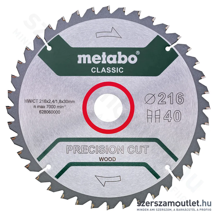 METABO Precision cut wood classic Körfűrészlap T40 216x2,4/1,8x30mm (628060000)