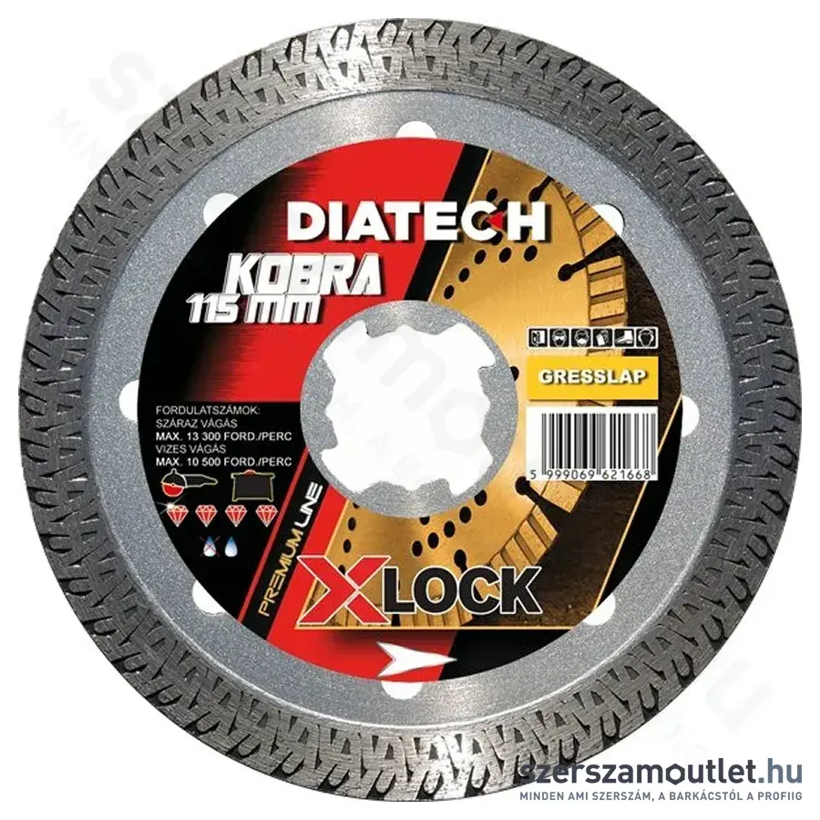 DIATECH KOBRA Gyémánt vágótárcsa, greslap, gránitlap, kerámia 115x22,2x10mm (VO115XL)