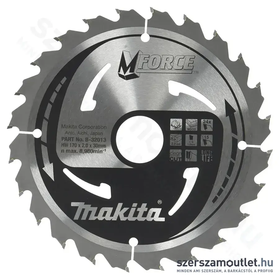 MAKITA MFORCE TCT Körfűrésztárcsa T24 170x2x30mm (B-32013)