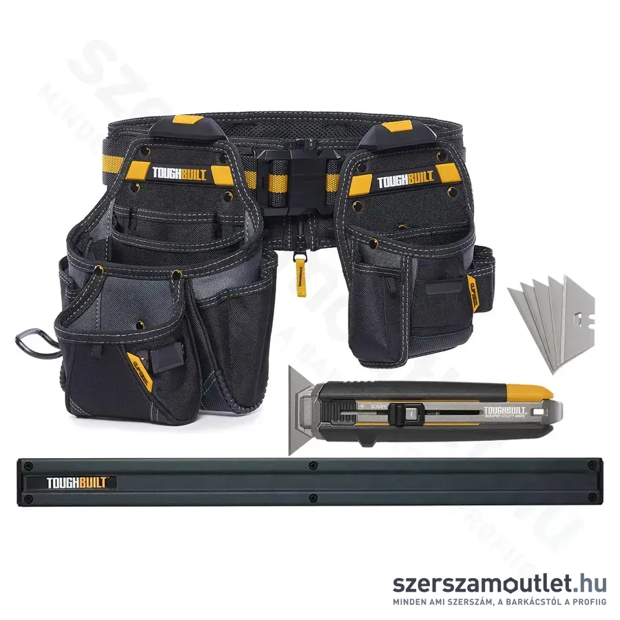 TOUGHBUILT CT-111 Övtáska készlet + TB-53 Fali tartó + TB-H4S5-01 Kitolható pengés kés (+5db penge)