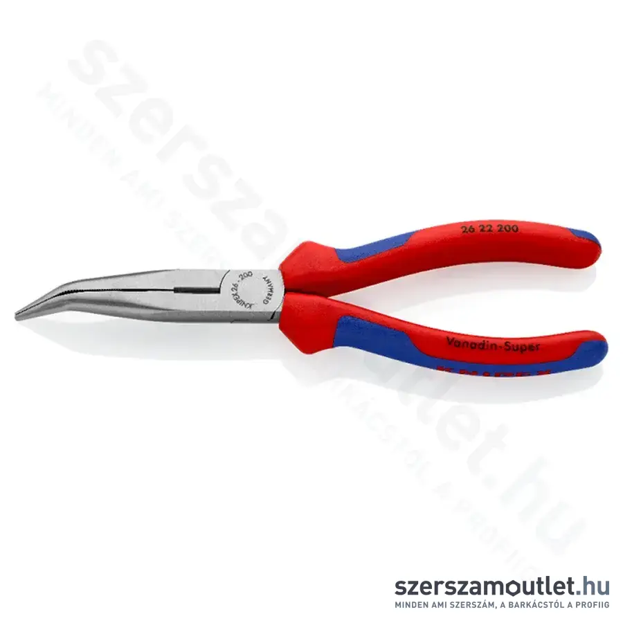 KNIPEX Fél-kerek csőrű fogó vágóéllel (gólyacsőr fogó) 200mm (26 22 200)