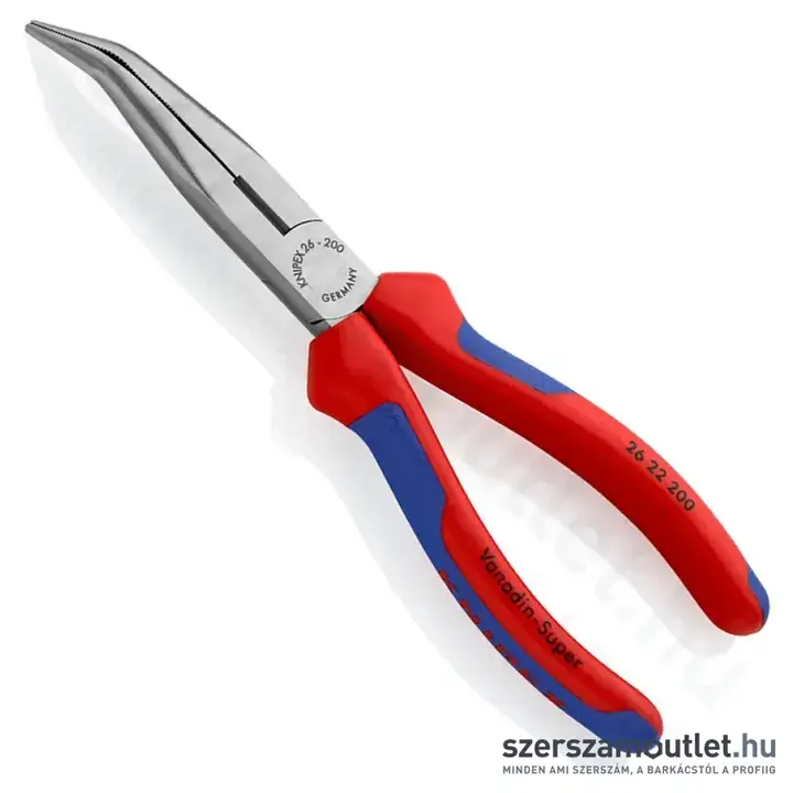 KNIPEX Fél-kerek csőrű fogó vágóéllel (gólyacsőr fogó) 200mm (26 22 200)