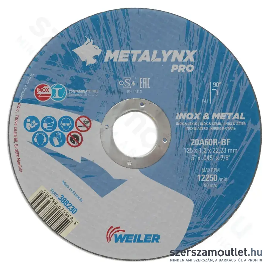 METALYNX PRO INOX 20A60R-BF Vágókorong 125x1x22,23mm (1db) (010103-0047)