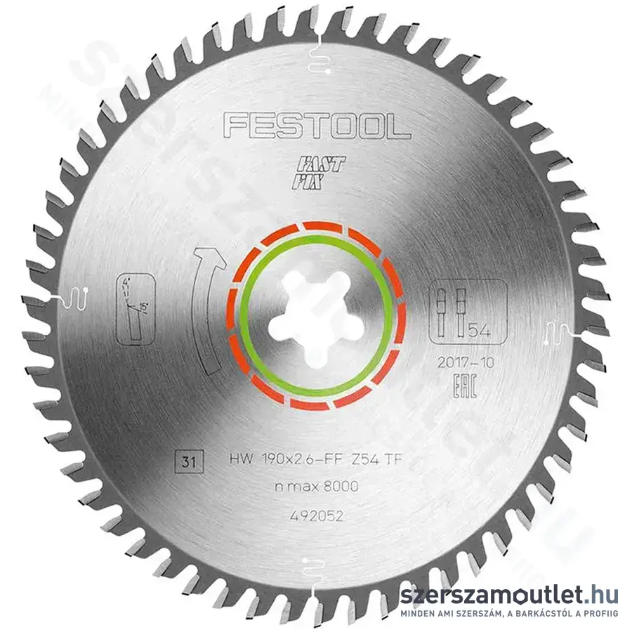 FESTOOL Körfűrészlap 190x2,6 FF TF54 CS50-hez LAMINATE/HPL HW