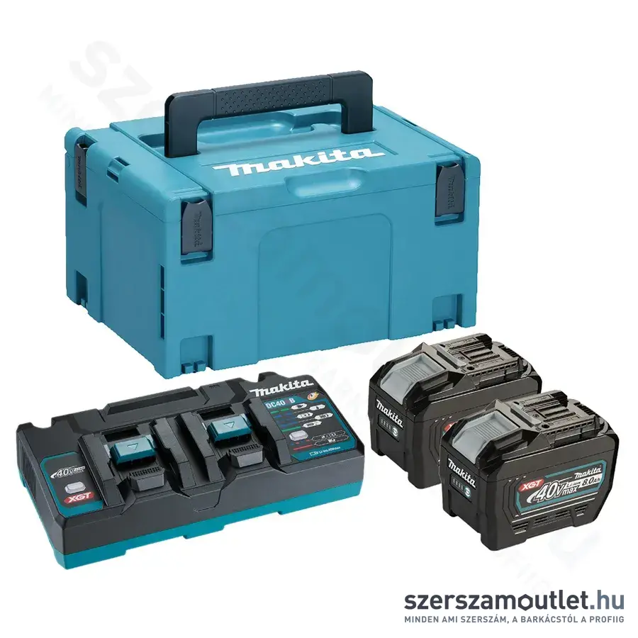 MAKITA 40Vmax XGT 2x8,0 Ah Li-Ion akku + DC40RB duplatöltö + MAKPAC koffer (191Y97-1)