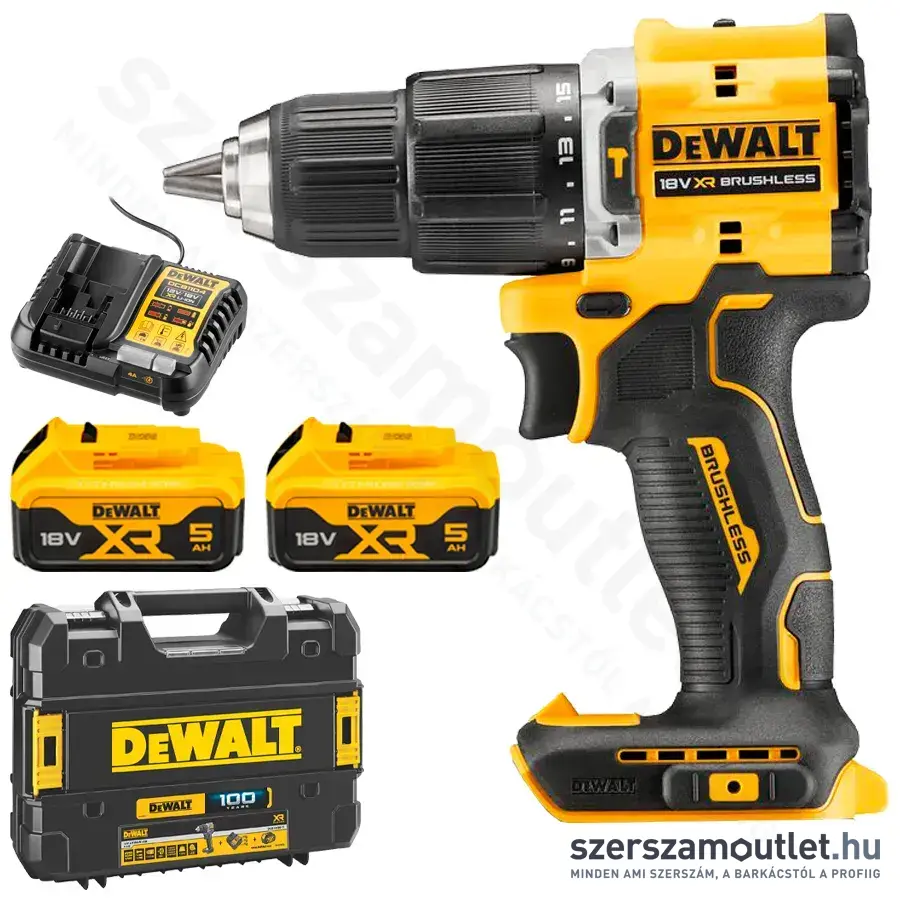 DEWALT DCD100YP2T-QW szénkefe nélküli ütvefúró-csavarbehajtó TSTAK kofferben (2×5,0Ah/18V)