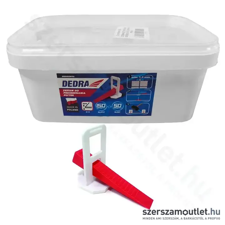DEDRA Csempeszintező készlet vödörben 3L [100db klipsz + 50db ék]