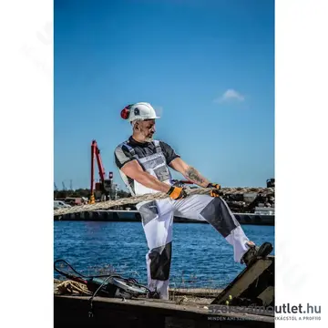 LAHTI PRO Munkavédelmi kertésznadrág vastag, prémium (Szürke/Fehér) (L40612)