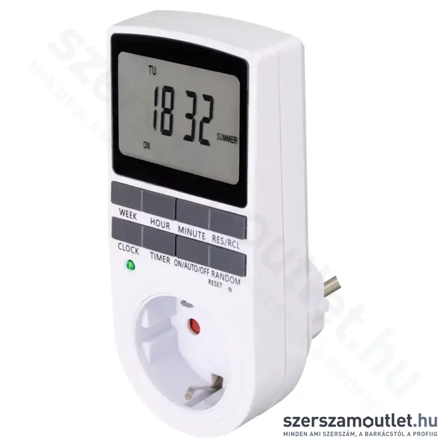 SOMOGYI Home Digitális beltéri időzítő óra, 10 program, 15 napkombináció, heti ismétlés, 250V/3680W