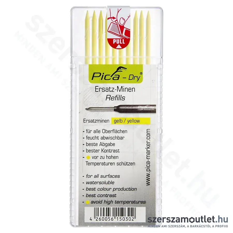 PICA DRY Jelölőmarker betét, letörölhető 2,8x125mm 10db (Sárga) (4032)