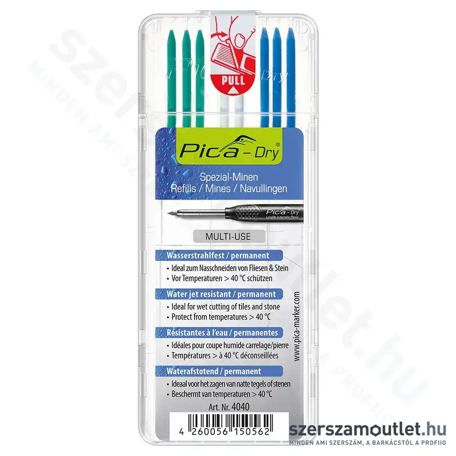 PICA DRY Jelölőmarker betét, letörölhető 2,8x125mm 8db (Kék/Zöld/Fehér) (4040)