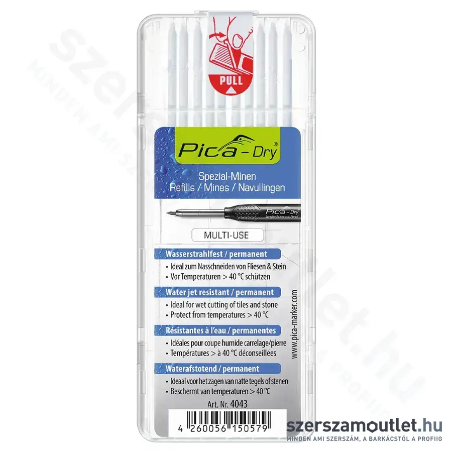 PICA DRY Jelölőmarker betét, vízálló 2,8x125mm 10db (Fehér) (4043)