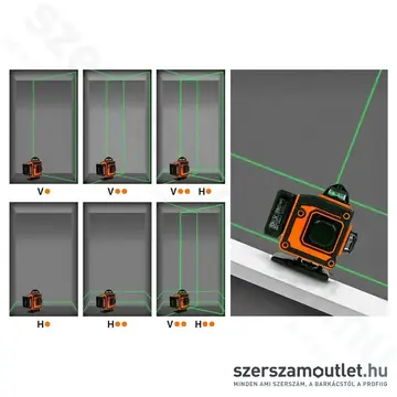 HANDY Lézeres szintező szett 15m 4x360° ZÖLD