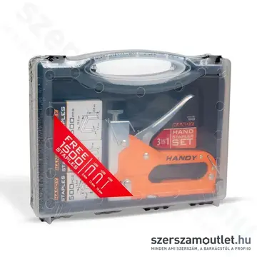 HANDY Kézi tűzőgép szett kofferben +3 féle kapocs (10442B)