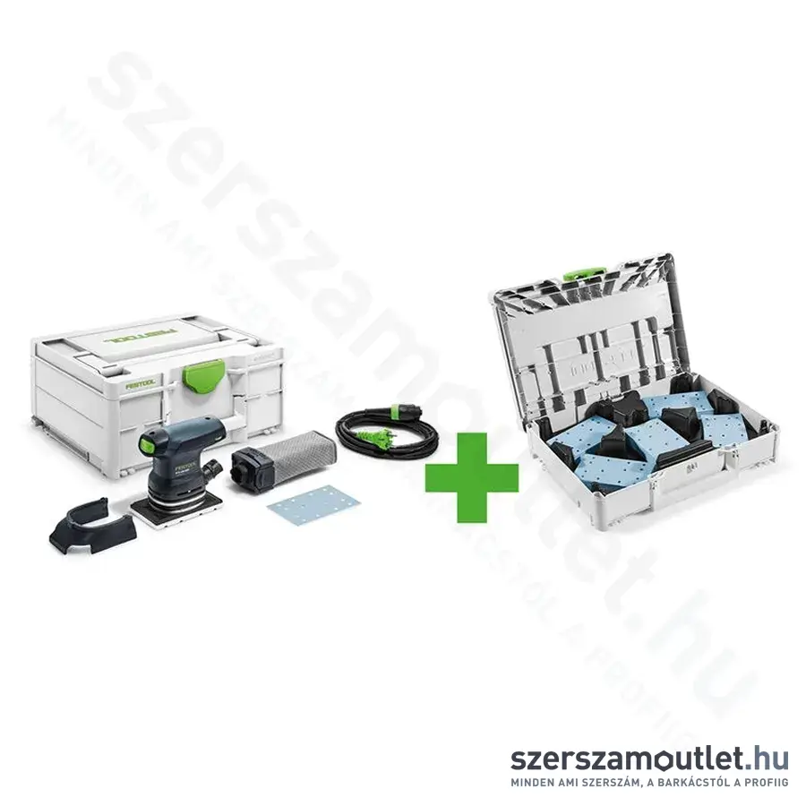 FESTOOL RTS 400 REQ-Plus vibrációs csiszoló + ajándék Granat Systainer 80x133 (250W/80x130mm)