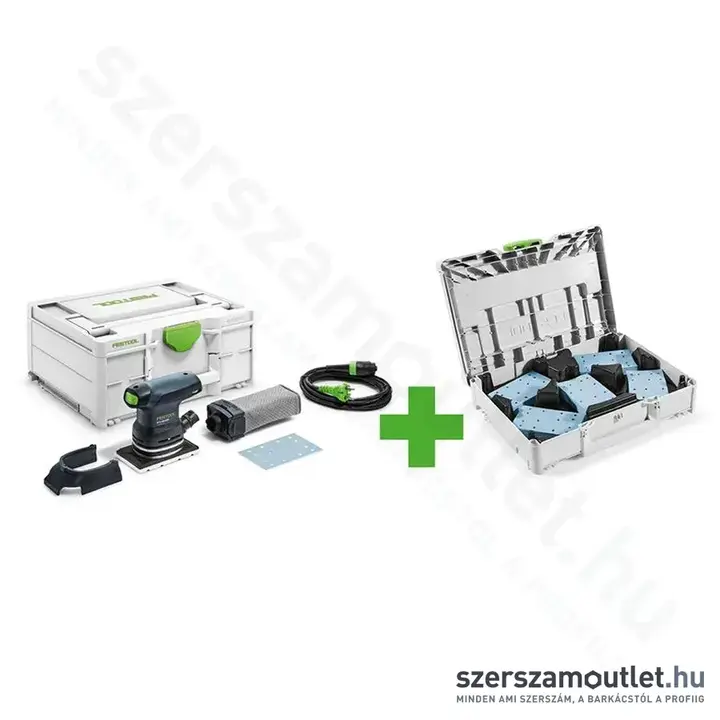 FESTOOL RTS 400 REQ-Plus vibrációs csiszoló + ajándék Granat Systainer 80x133 (250W/80x130mm)