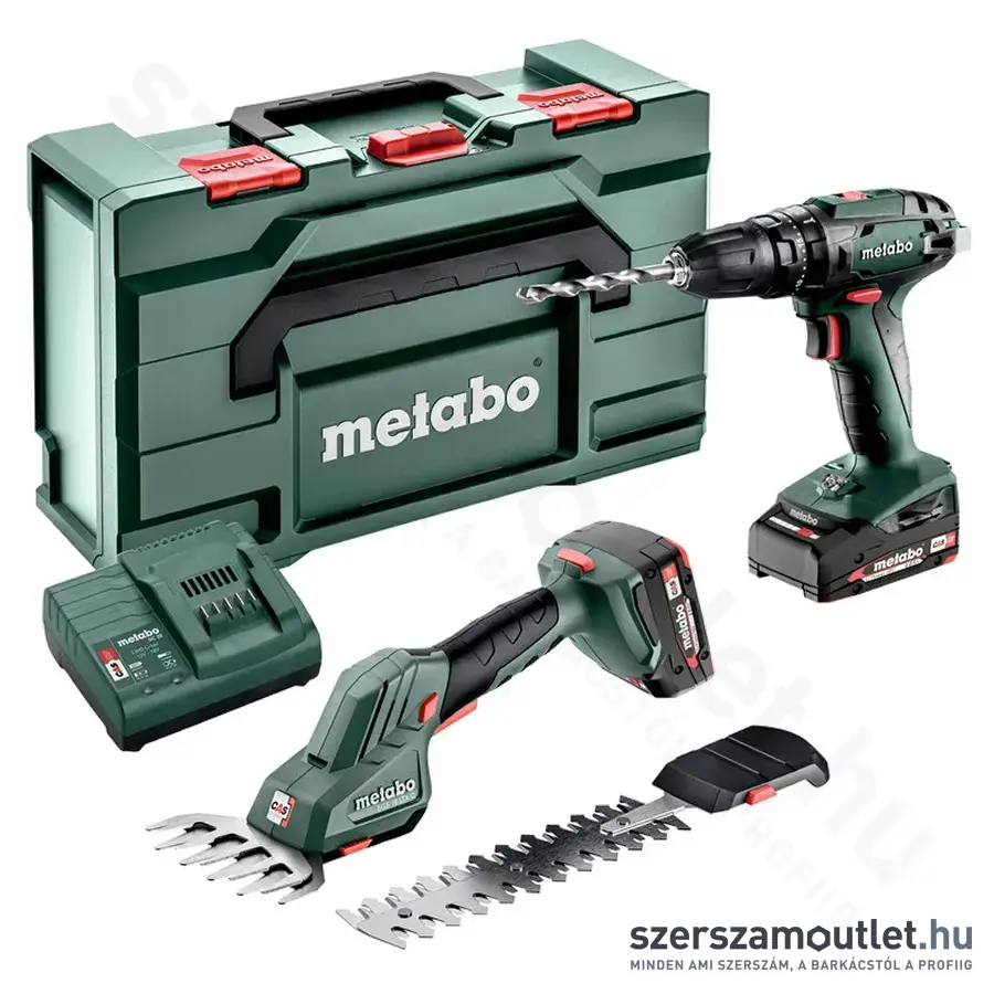 METABO Combo Set 2.2.4 Akkus ütvefúró-csavarbehajtó, fűszegély/bokorvágó olló (2x2,0Ah akku/töltő)