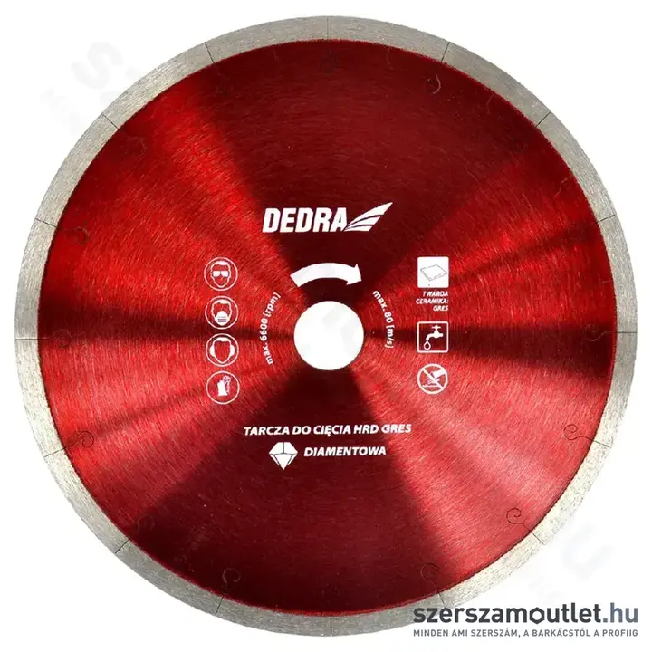 DEDRA Gyémánt vágótárcsa kemény kerámiához 250x25,4mm (H1067)